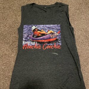 “Hotter than a hoochie coochie” tank, scuff on front
